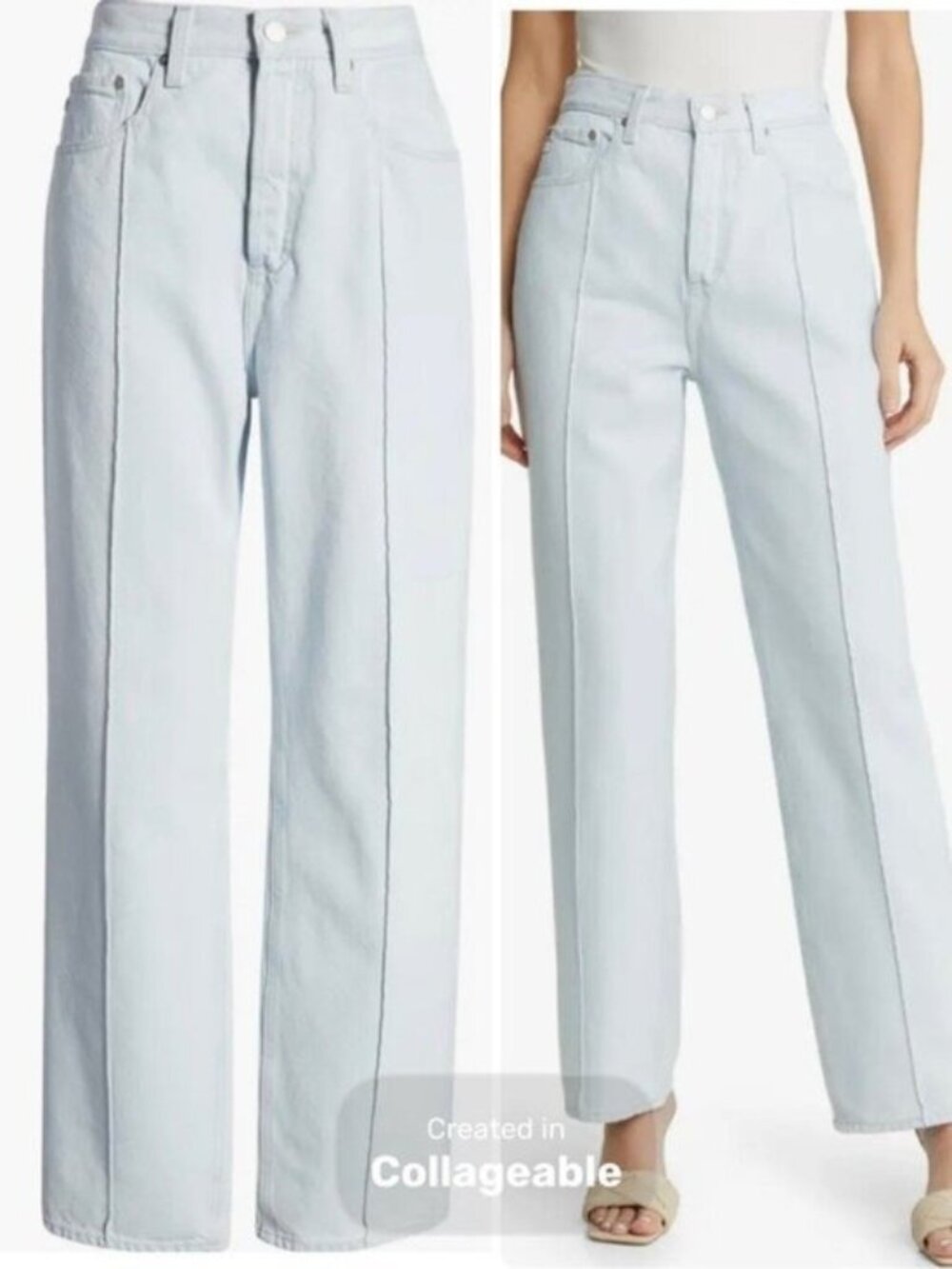 AG Denim Relaxed Vintage Straight Jeans High Rise Contemporary Light Wash